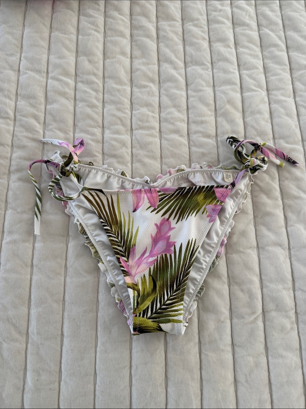 Tropical Floral Tie-Side Bikini Bottom - Pink & Green